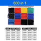 800-piece heat shrink tube set in storage case, multicolor blue, red, black, green tubes