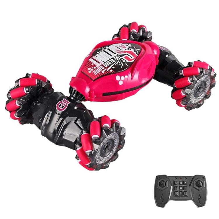 Pink stunt twist remote car with lights and black remote controller