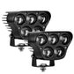 Pair of black 5-inch quad-row LED spotlights with curved mounting brackets