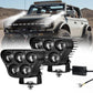 Set of black 5-inch multi-LED spotlights with mounting bases and power lead