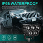 IP68 rated black quad-LED off-road spotlight with PC lens and sealed housing