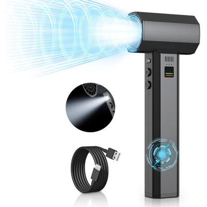 Handheld car dust extractor blower fan (King02) with blue-lit nozzle and control panel