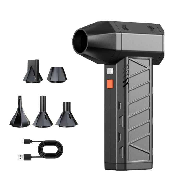 Handheld cordless vacuum blower with nozzle and snap-on attachment heads
