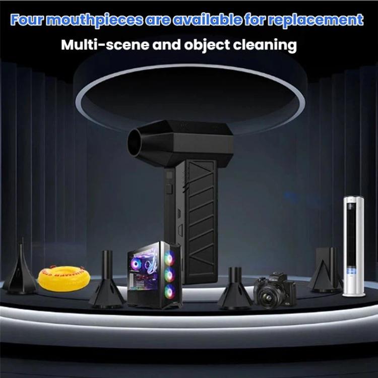 Handheld cordless vacuum blower with large circular suction opening and body