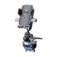 Car phone holder with textured cradle and crocodile clip mount, 360° rotating base