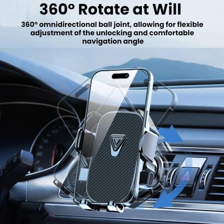 Car air vent phone holder holding a phone on a car dashboard near the vent
