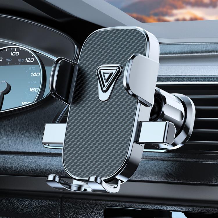 Car air vent phone holder with textured cradle mounted on dashboard vent
