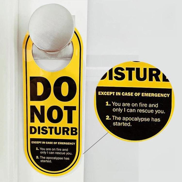 Reversible PVC door hanger sign hanging on door knob, Do Not Disturb and Now Available