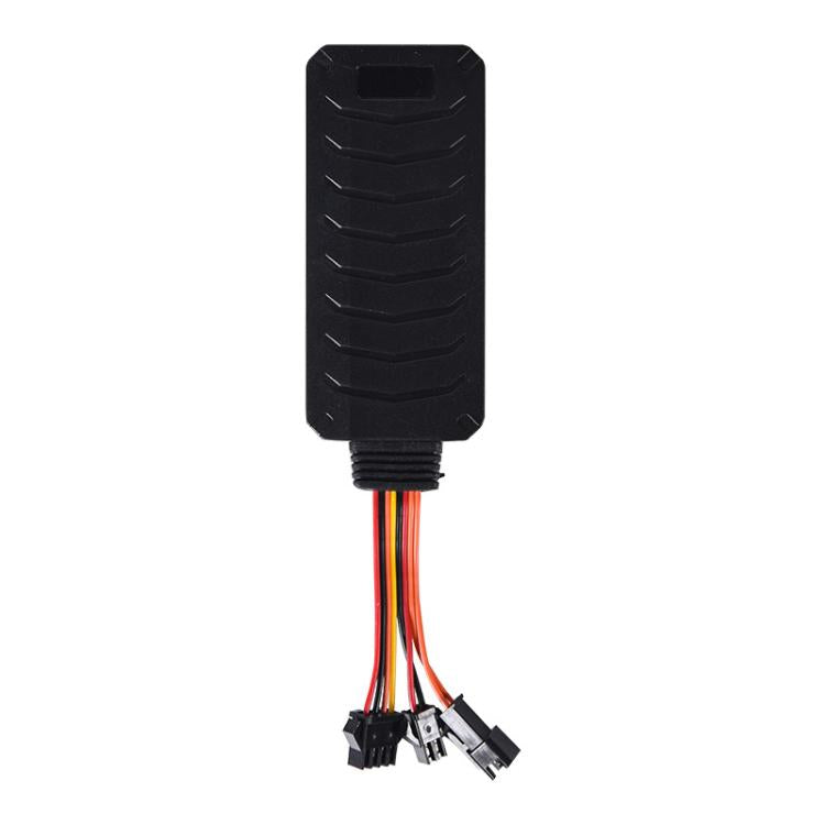 Black GPS tracking device module with multi-wire harness and three connector ends