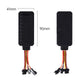 Car GPS tracking device, front and back view, black housing with multi-pin base
