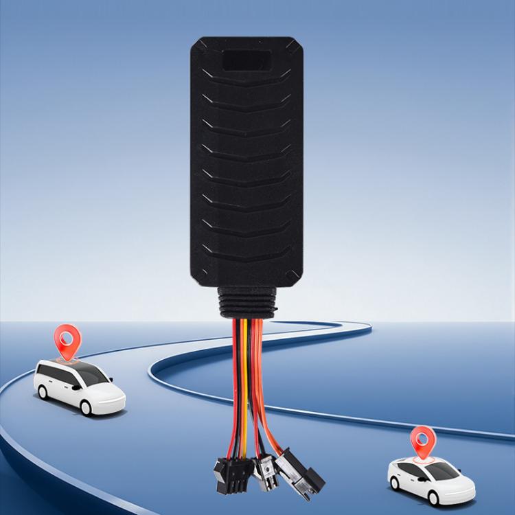 Car GPS tracking device with wiring harness along a vehicle route illustration