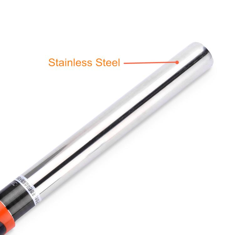 Stainless steel aquarium heater tube with black-and-orange end cap