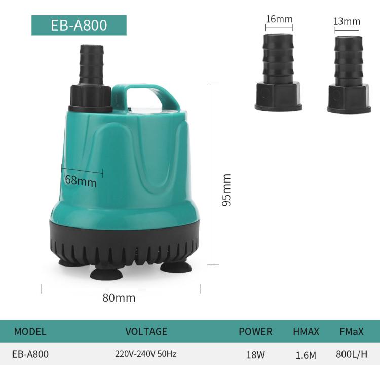 Teal submersible aquarium pump with black outlet nozzle and wide bottom intake