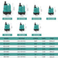 Teal submersible aquarium pump with black base and power cord