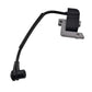 Ignition coil with black lead wire and metal mounting plate with screw holes