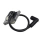 Ignition coil module with black spark plug leads, black housing, and gray bracket