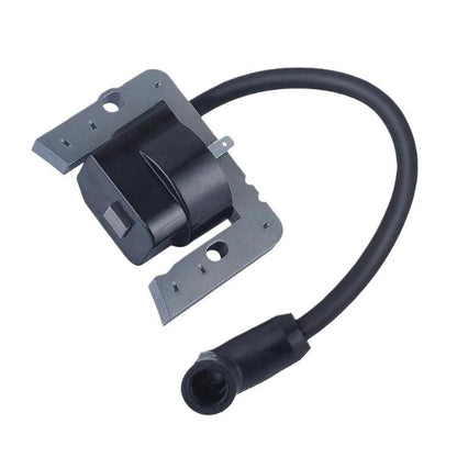 Lawn mower ignition coil with black ignition wire and mounting bracket