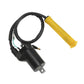 Ignition coil with black cable loop and yellow boot insulator