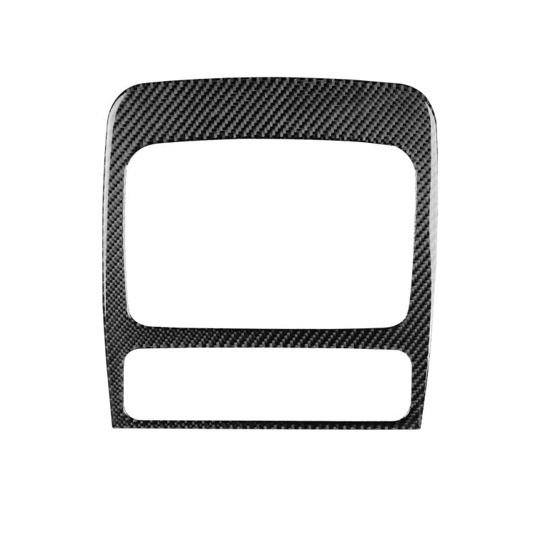 Black carbon-fiber style center console air vent trim sticker, rectangular surround