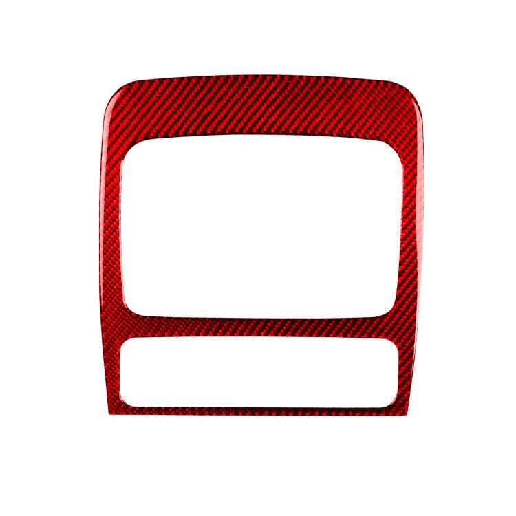 Red carbon-fiber style center console air vent trim sticker, rectangular surround