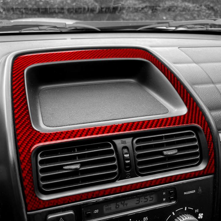 Red carbon-fiber style air vent bezel trim surround with two vents and center insert