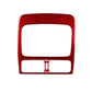 Carbon-fiber style center console air vent trim sticker, red finish, 2-piece set