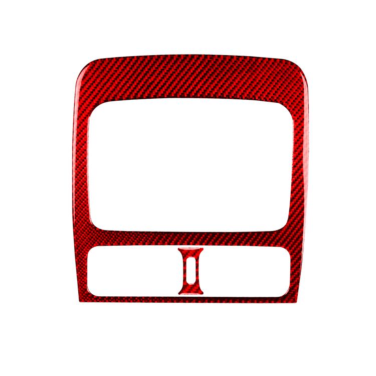 Carbon-fiber style center console air vent trim sticker, red finish, 2-piece set