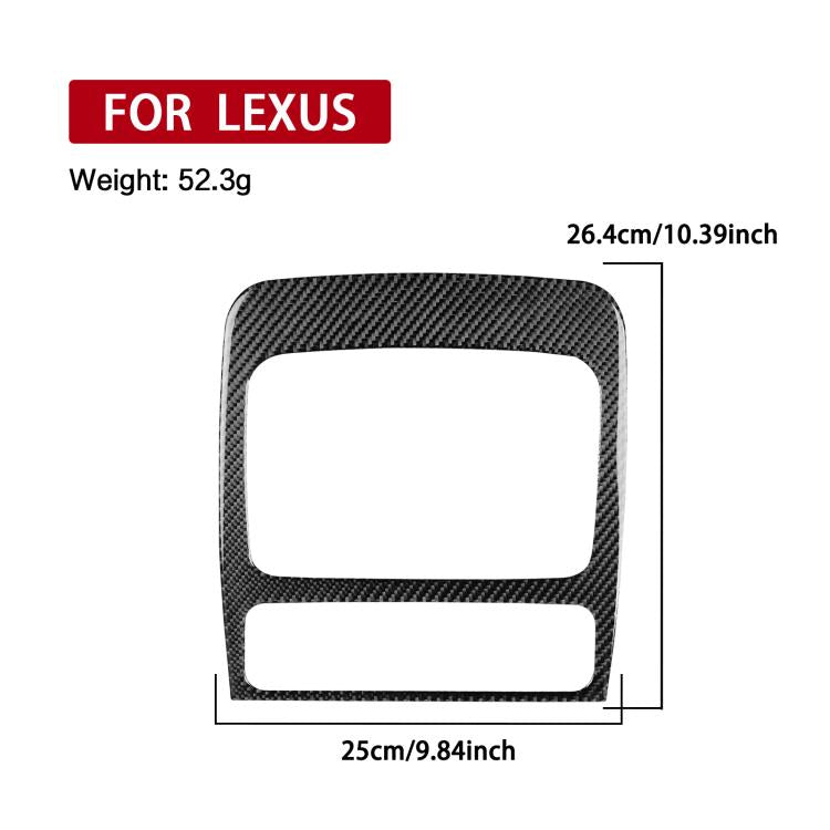 Carbon-fiber style center console air vent trim sticker, black, with size diagram