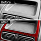 Center console air vent trim sticker upgrade with red carbon-fiber style surround