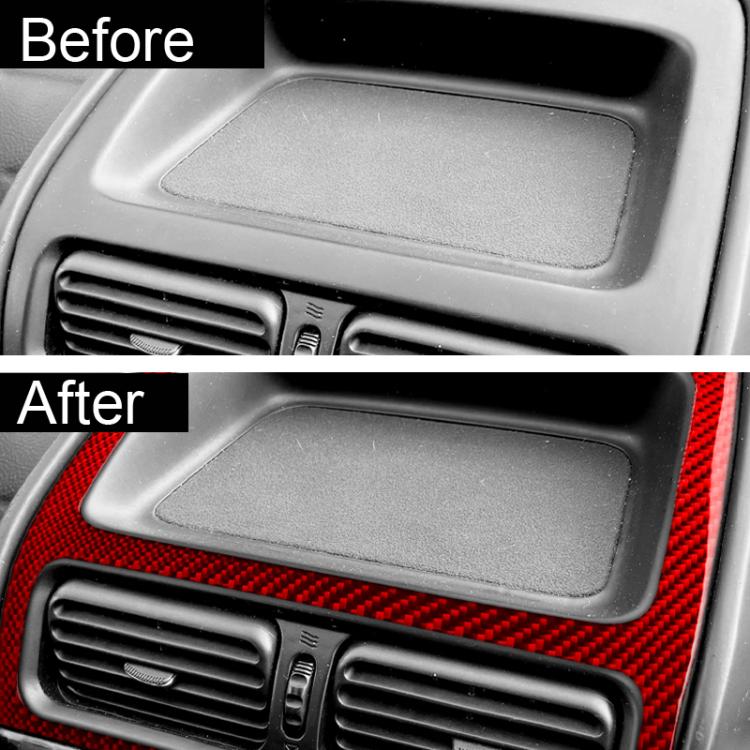 Center console air vent trim sticker upgrade with red carbon-fiber style surround