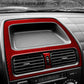Center console air vent trim stickers with red carbon-fiber style bezel set