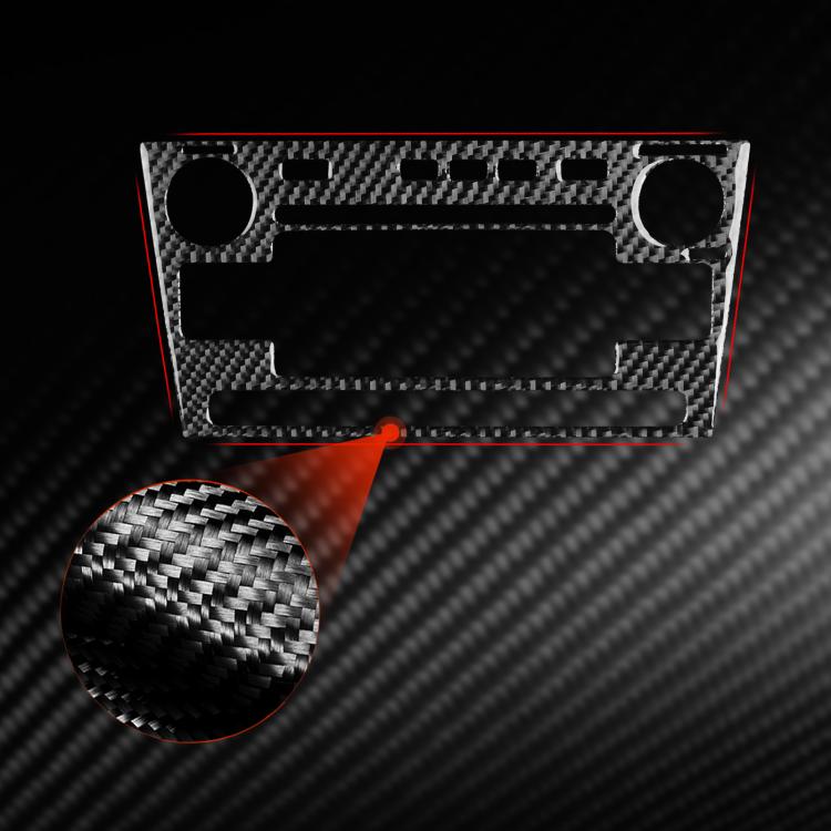Black carbon-fiber style radio panel trim sticker with close-up texture inset