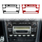 Black and red carbon-fiber car radio panel stickers side-by-side with cutouts