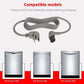 Dishwasher power cord with US and EU plug ends, gray coiled cable