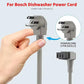 Dishwasher power cord with grounded plug end and appliance connector detail