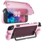 Pink crystal full-coverage Switch 2 protective case, dock-compatible design