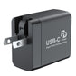 Black USB-C power docking station adapter with foldable US prongs