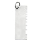 Stainless steel thickness gauge tag with vertical measurement marks and key ring
