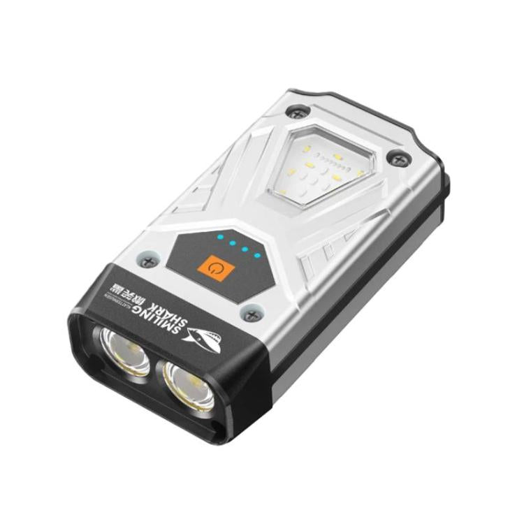 SMILING SHARK portable magnetic flashlight with dual front flood LEDs and side light panel