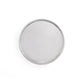 Single 61mm wheel hub center cap, round silver rim with clear center