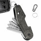 Gray aluminum key holder clip with key fob attachment and folded key tool