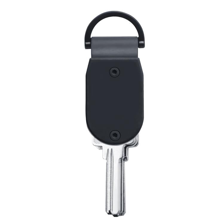 Mini aluminum key holder with black body and split key ring hooks