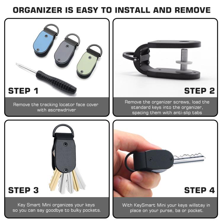 Mini key organizer set with multi-color holders and key rings