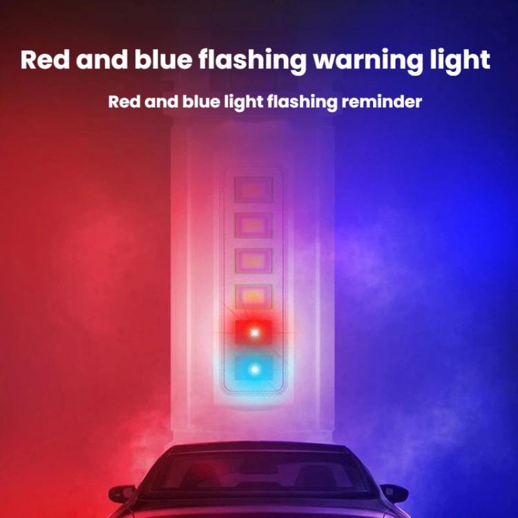 White flashlight with red and blue flashing warning light