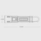White flashlight size diagram with length and height measurements