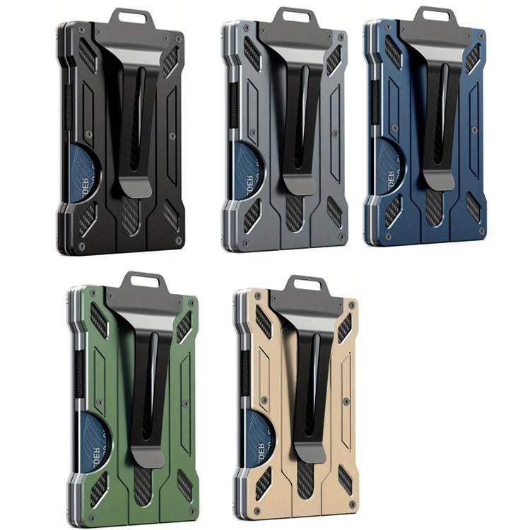 RFID badge holder wallet set with clear card windows, metal shell in multiple colors