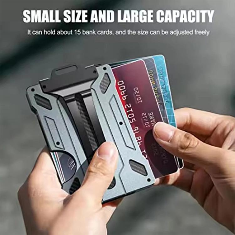RFID badge holder wallet with clear window, holds ID cards, metal shell