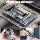 RFID badge holder wallet with clear window, metal shell for cards and cash
