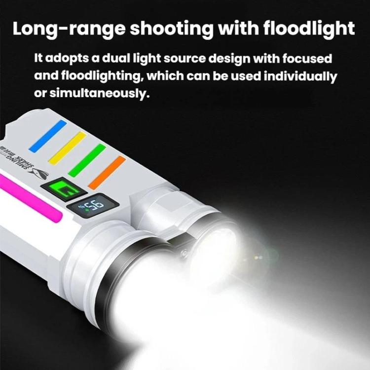 SMILING SHARK SD-5273 Portable High Bright Digital Display Flashlight USB Rechargeable Spotlight & Flood Light, SD-5273