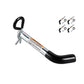 Trailer hitch pin with black handle and silver shank; includes small R-clips